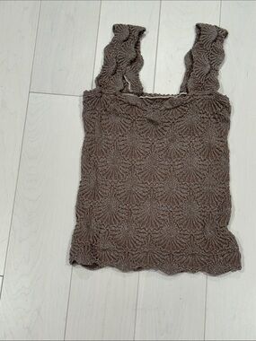 Free People Intimately  Brown Crochet Shell-Pattern Tank - size XS/S